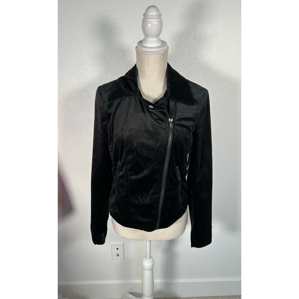 Coffee Shop New York Black Velvet Moto Jacket - S
